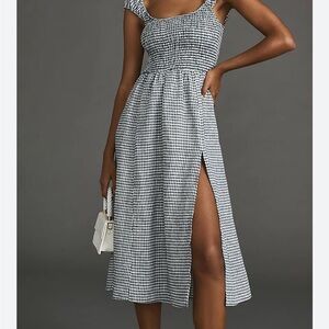 Reformation Black and White Checkered Midi Dress